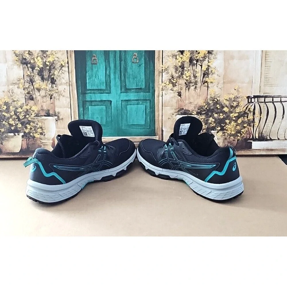 ASICS GEL-Venture 8 Lace-Up Low Top‎ Running Shoes Sneakers, Black/Teal, Sz 10